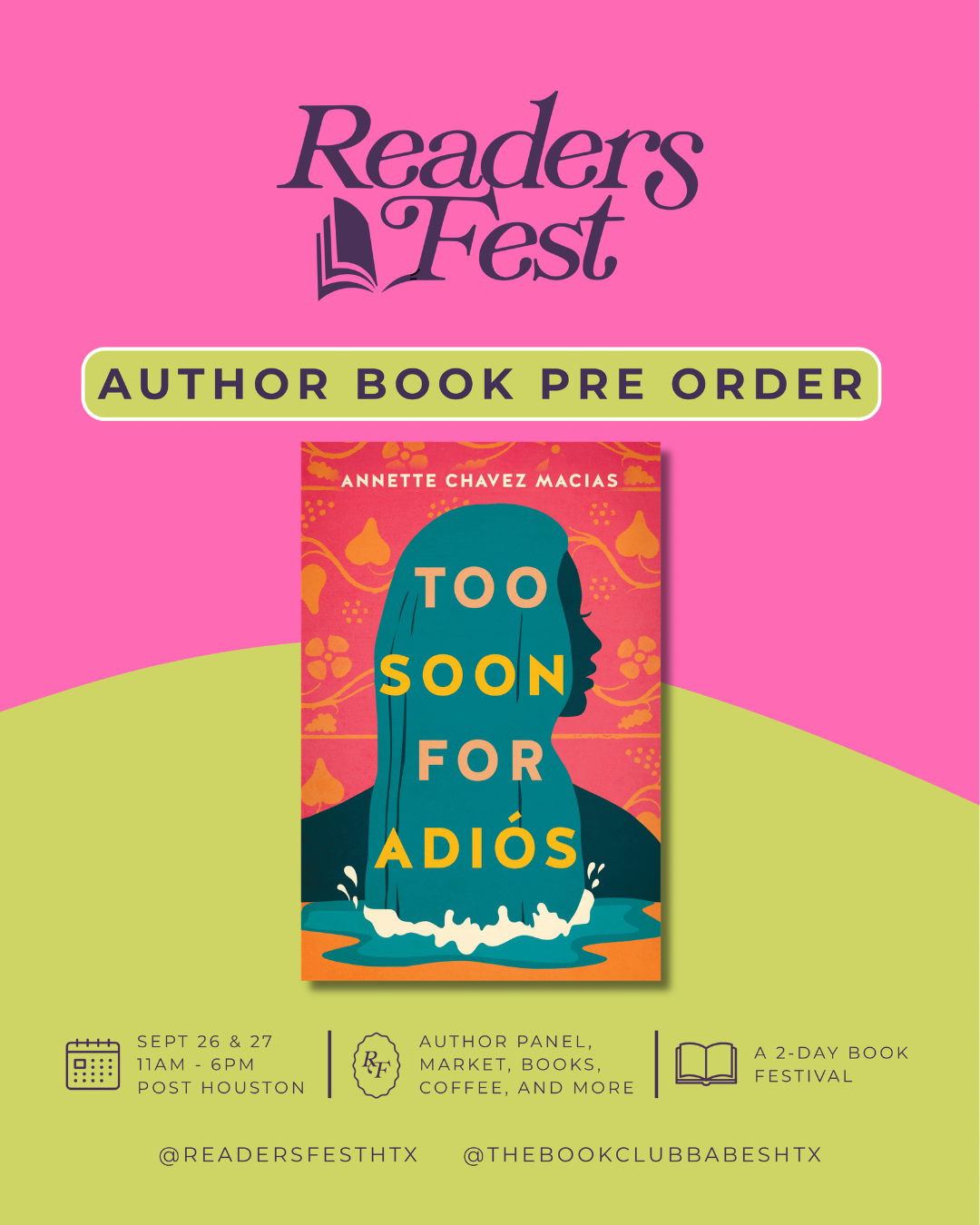 Readers Fest Pre-Order Book + Signing: Too Soon For Adios