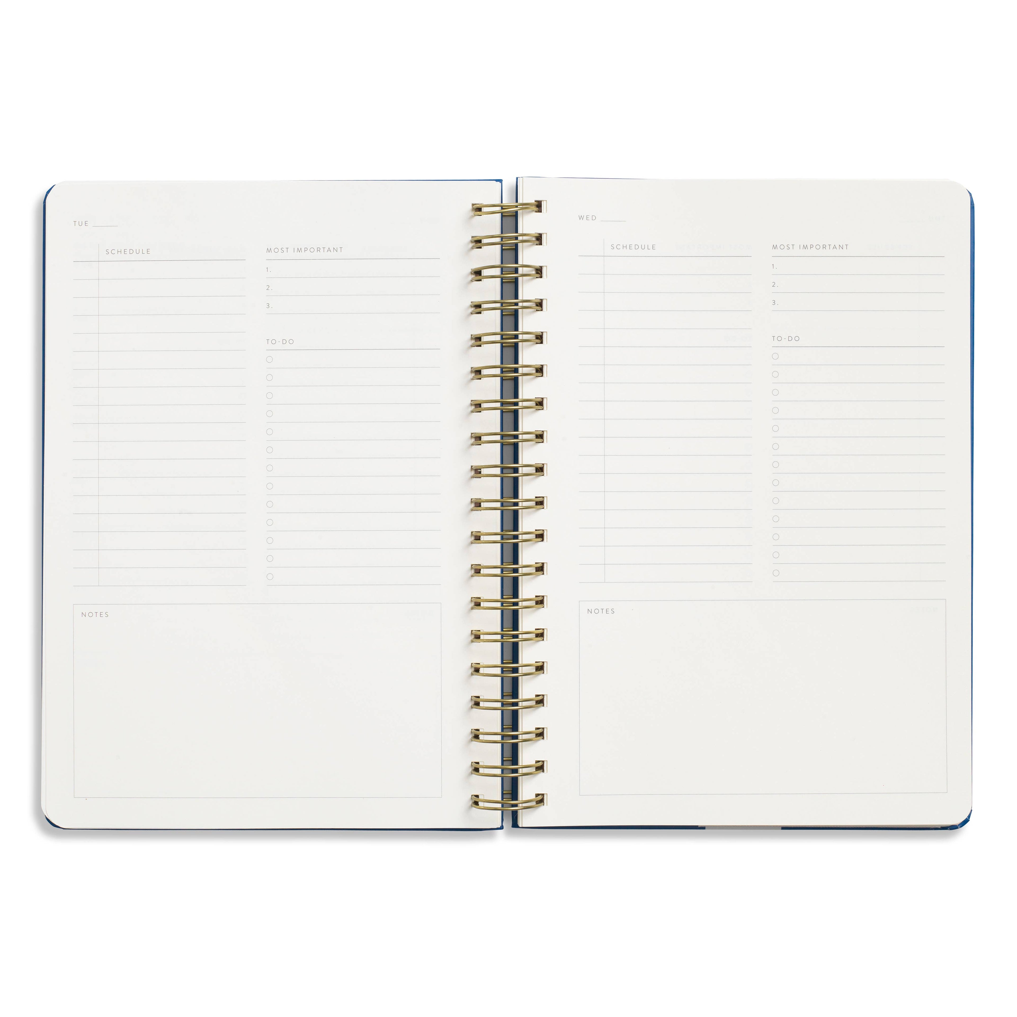 Daily Planner, Undated, B5 Spiral Hardcover - Bold