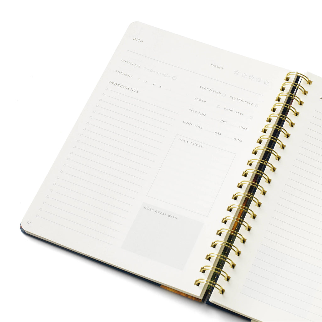 Guided Recipe Journal, B5 Hardcover Spiral - Botanical