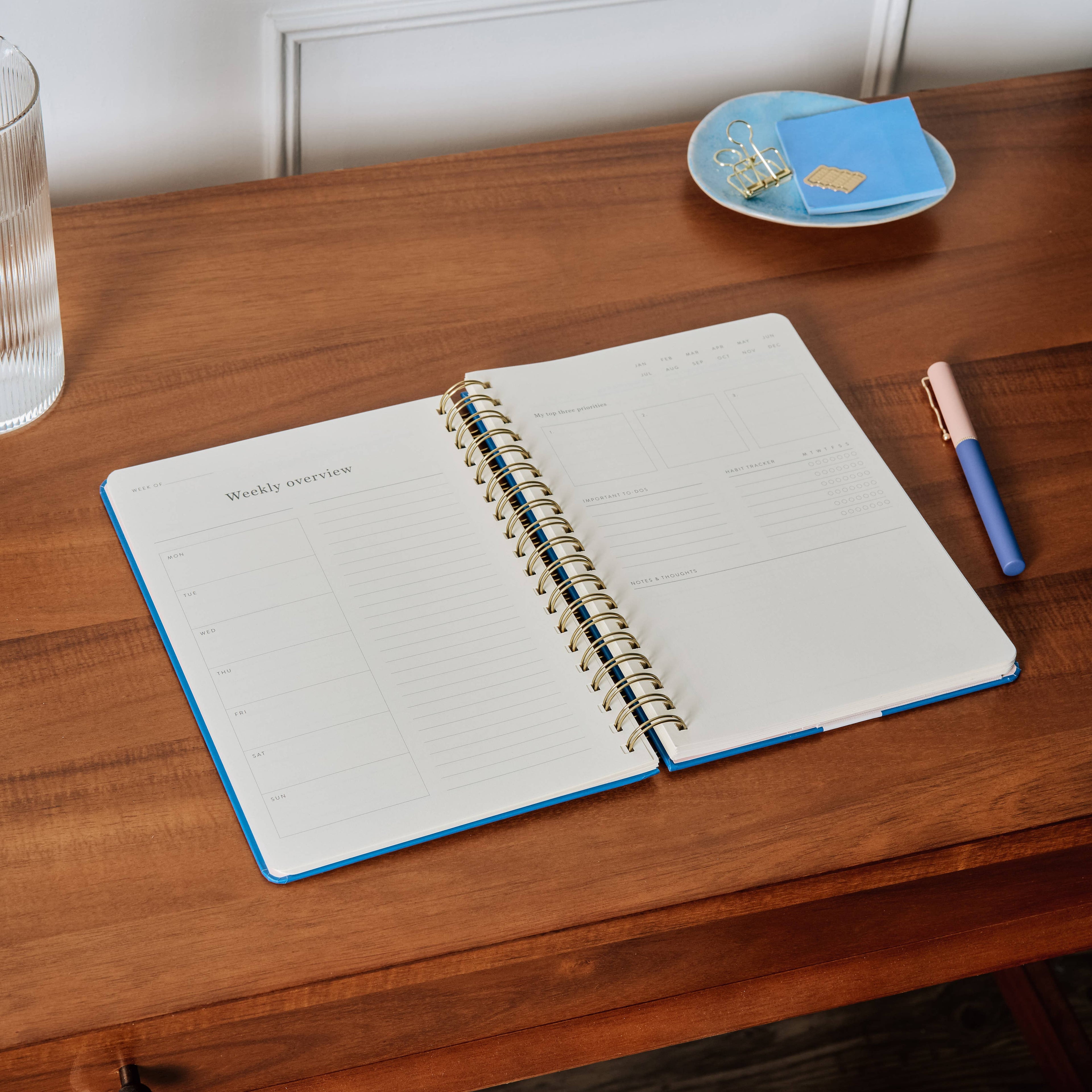 Daily Planner, Undated, B5 Spiral Hardcover - Bold