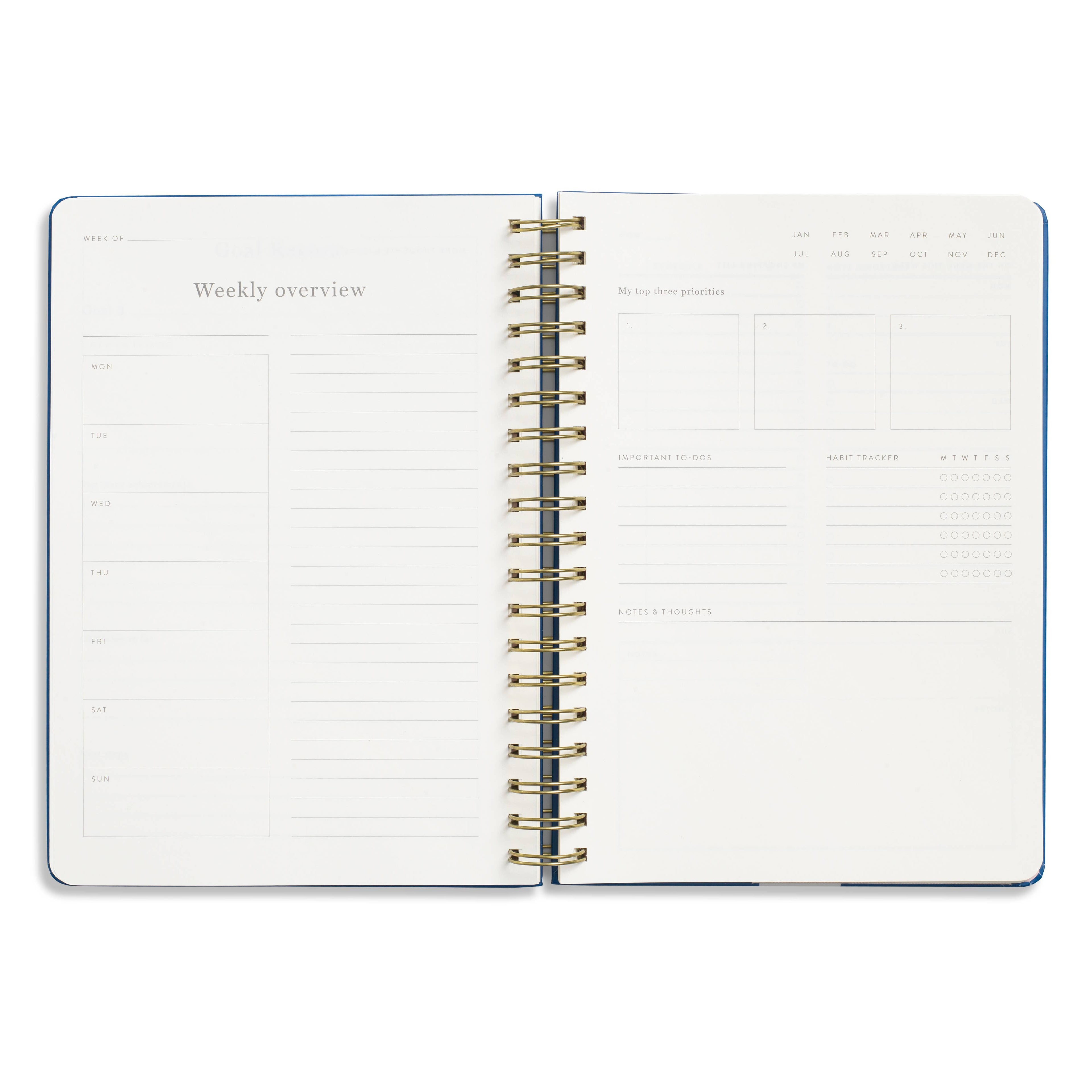 Daily Planner, Undated, B5 Spiral Hardcover - Bold